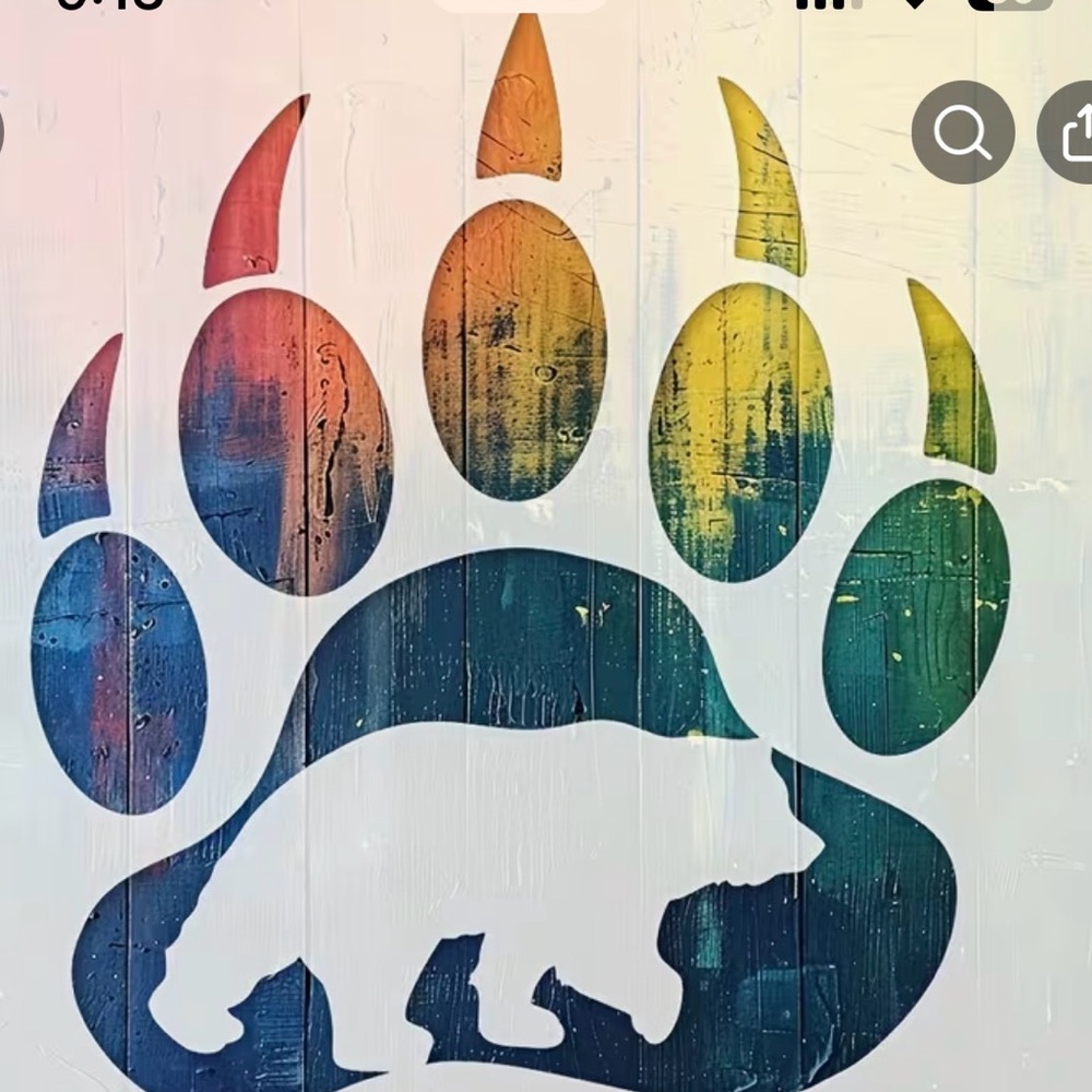 Bear Paw reusable stencil Art with Multicolor Design
